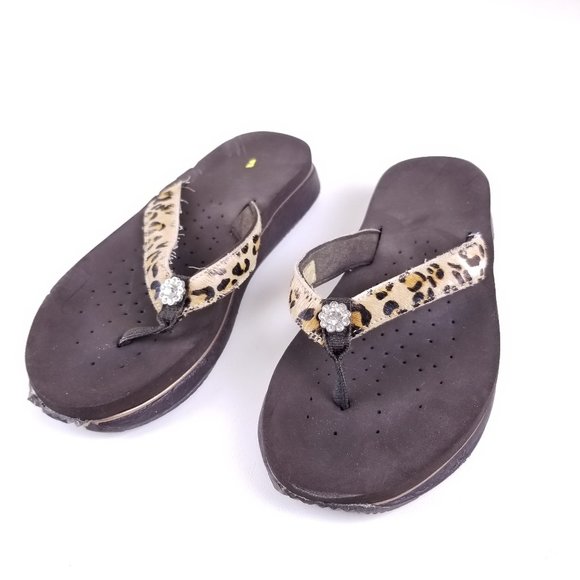 Volatile Leopard Print Wedge Sandal Flip Flops - Picture 1 of 5